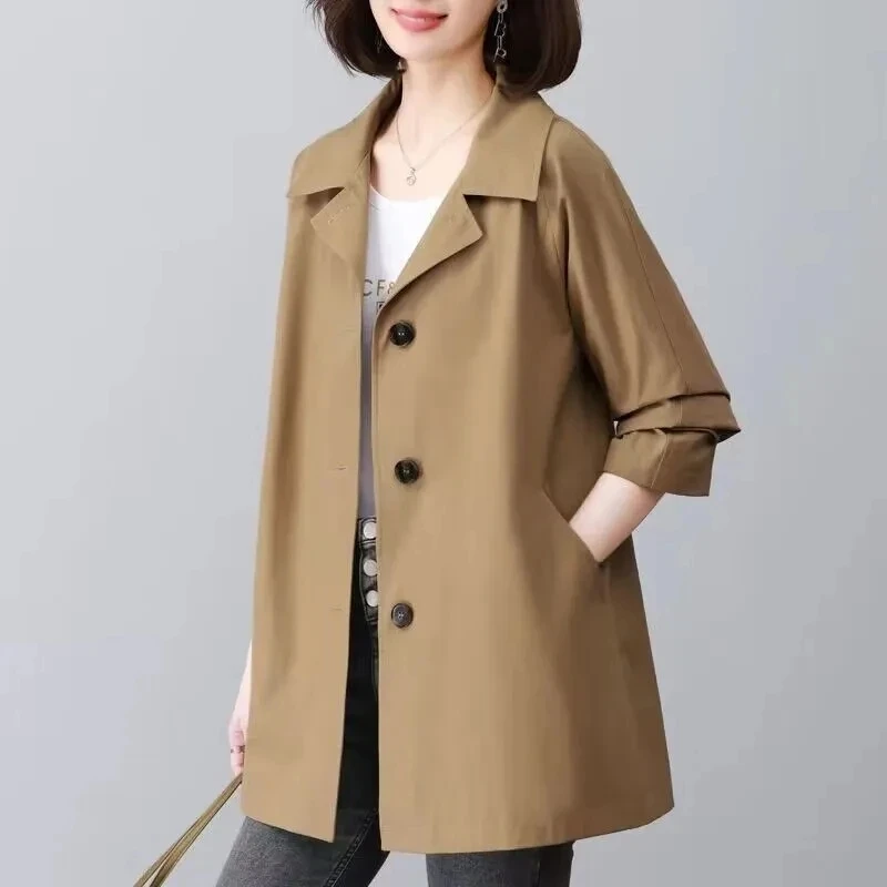 

New Straight Casual Simple Style Trench Coats Spring Autumn Women Windbreaker Jackets Long Sleeve Single Breasker Female Outwear