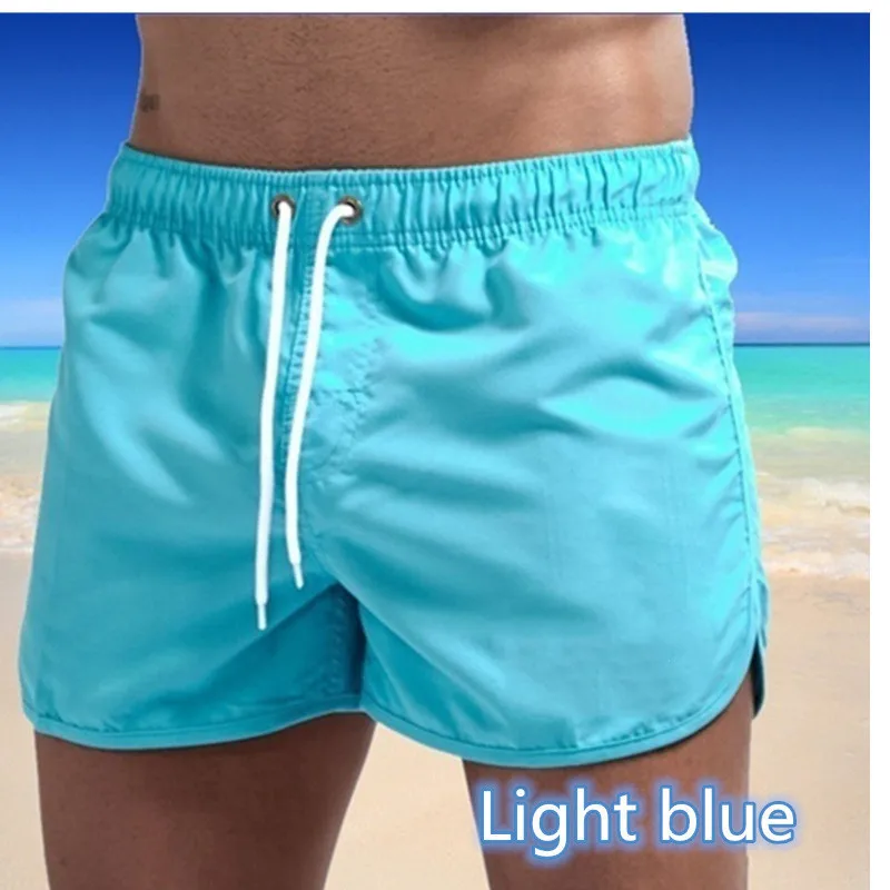 2024 Summer New Men\'s Fashion Sports Exercise Swimming Shorts Quick drying Breathable Solid Color Thin Surfing Beach Shorts