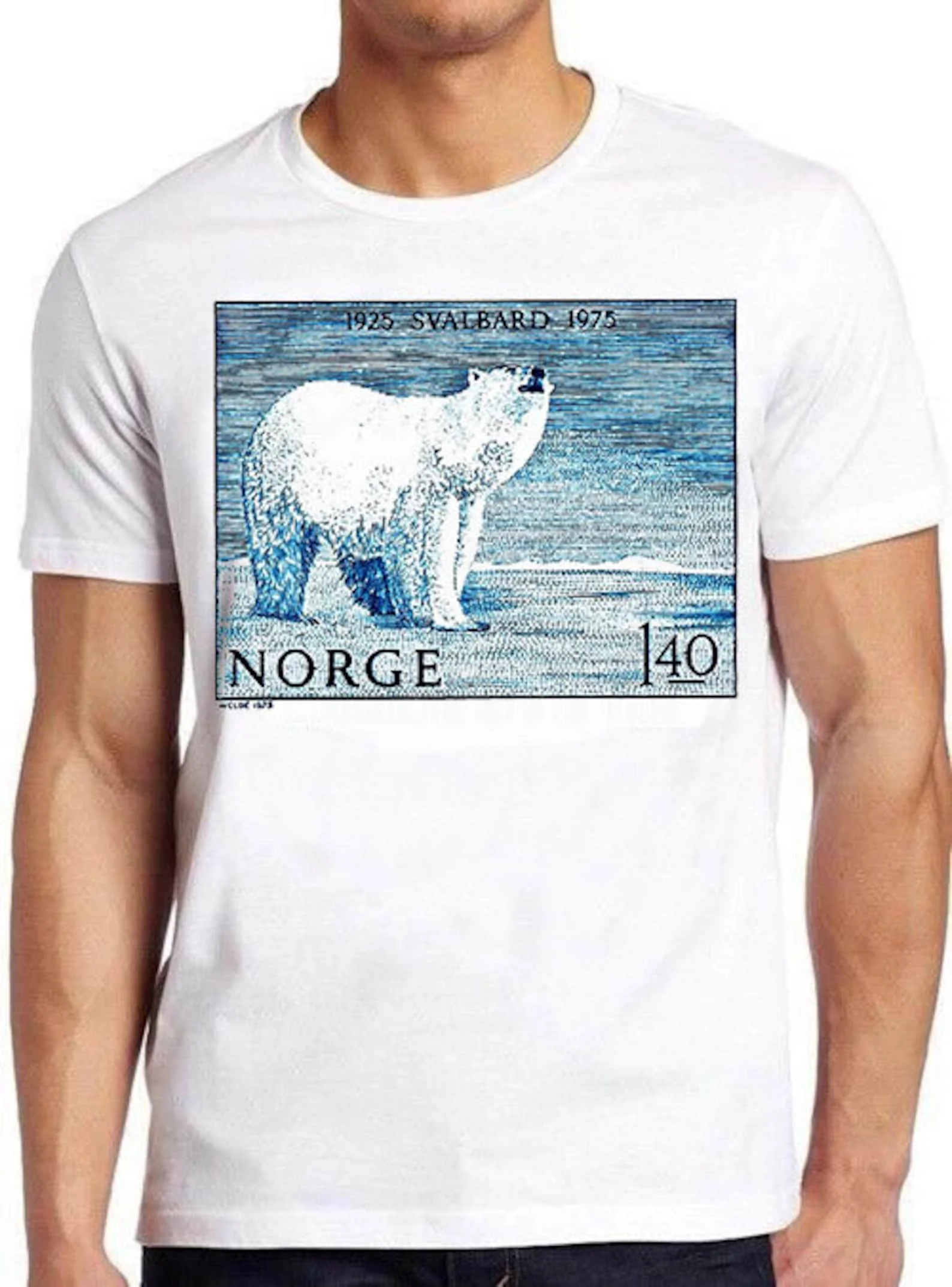 1975 Norway Svalbard Polar Bear Postage Stamp Mail Movie Film Music Joke Fashion Art Retro Funny Parody Gift Tee T Shirt 1619