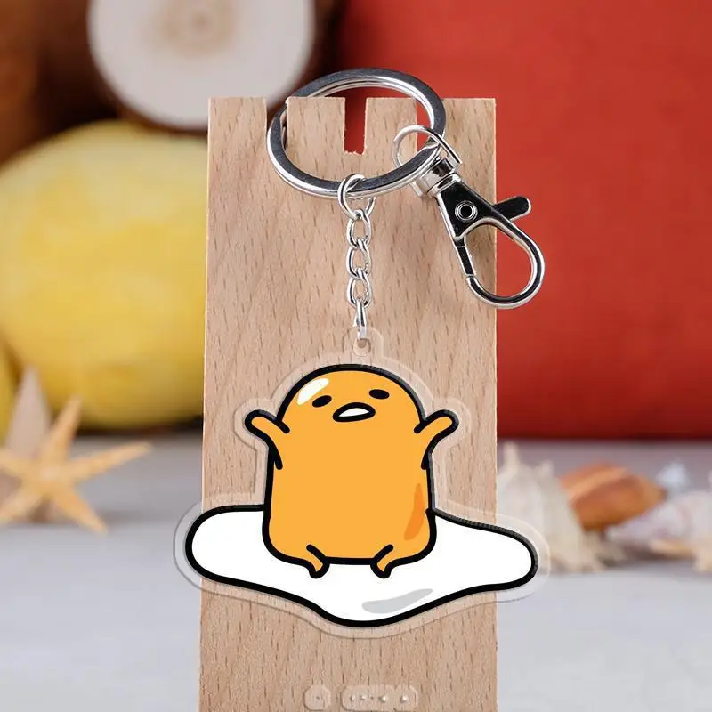 Sanrio Gudetama Keychain Cartoon Acrylic Schoolbag Pendant Keyring Fashion Car Key Chains Jewelry Gift Decoration Accessories