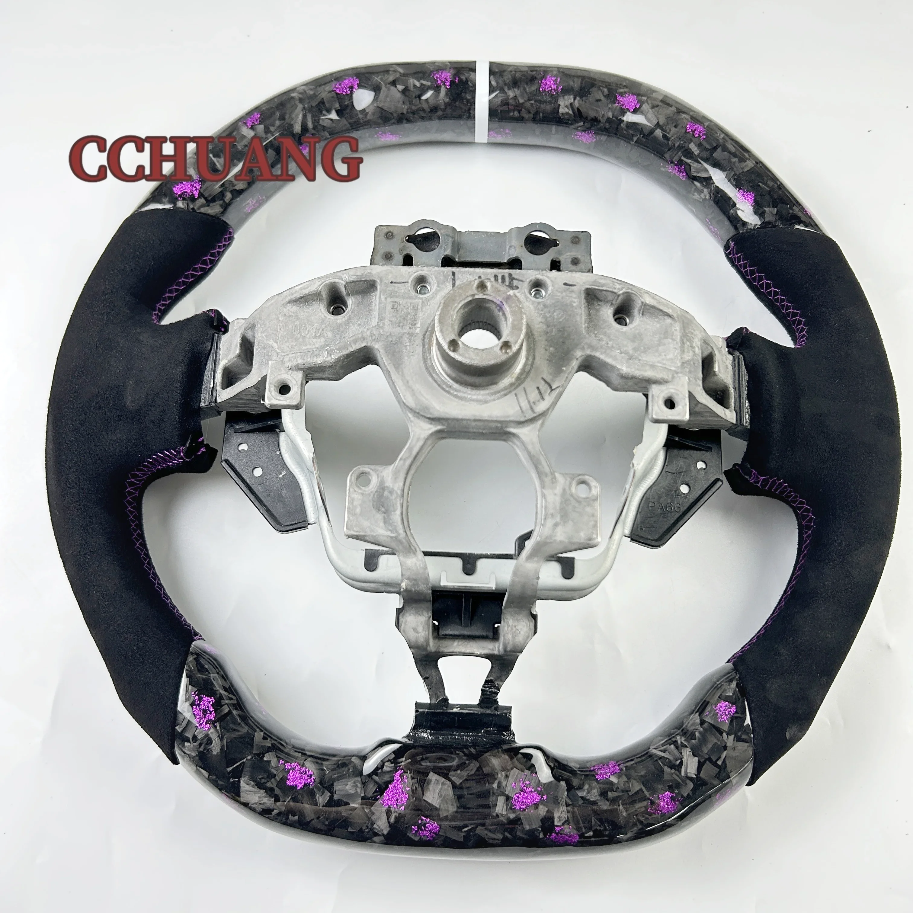 Factory Custom Flat Bottom Purple Forged Carbon Fiber Steering Wheel For Nissan 370Z FX35 Alcantara Custom