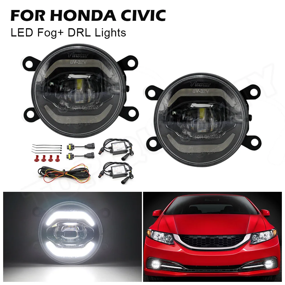 For Honda Civic Sedan 2013 2014 2015 2016 2017 2018 2019 2020 Accord Coupe Car LED Fog light DRL Daytime Running Lamp