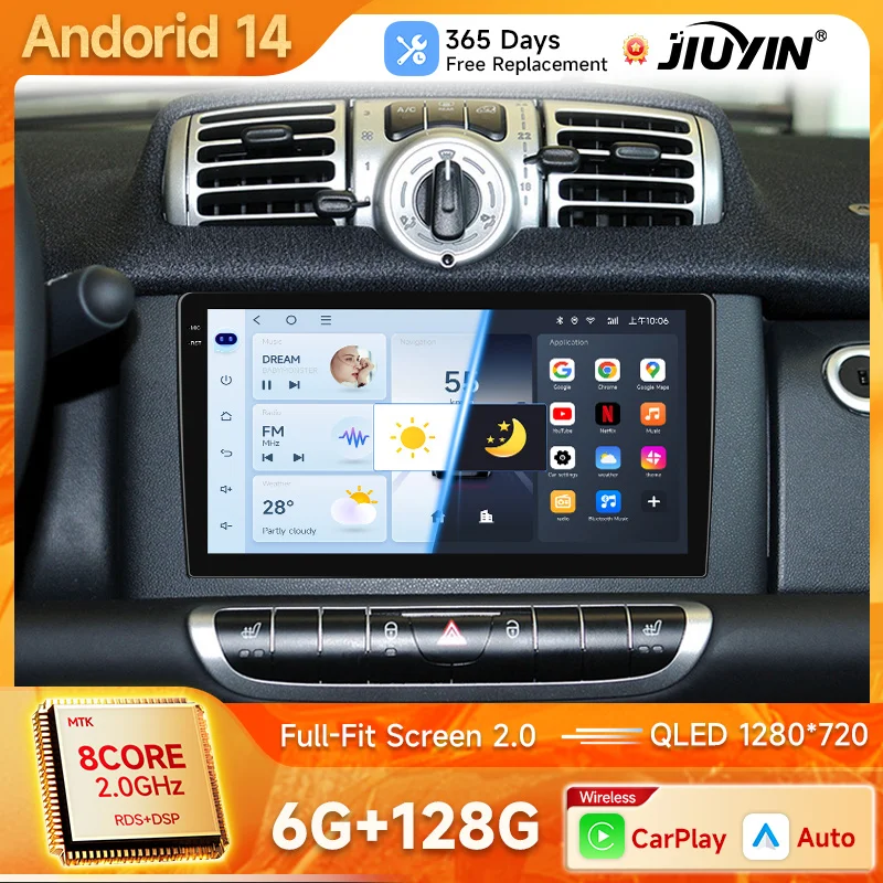 

Radio 2Din Stereo for Mercedes Benz B200 Smart Fortwo 451 2006-2009 CarPlay Auto Audio Multimedia Player GPS Autoradio