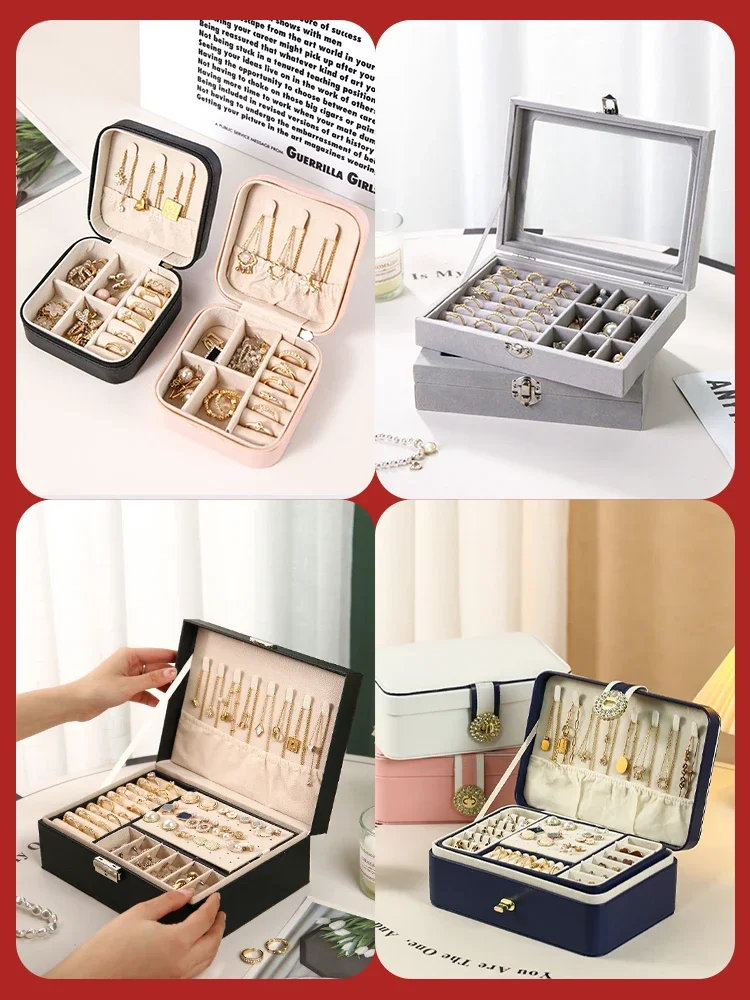 Portable Travel Stud Earrings Bracelet Necklace Ring Jewelry Upscale Exquisite Antioxidant Hand Jewelry Storage Boxs Simplicity