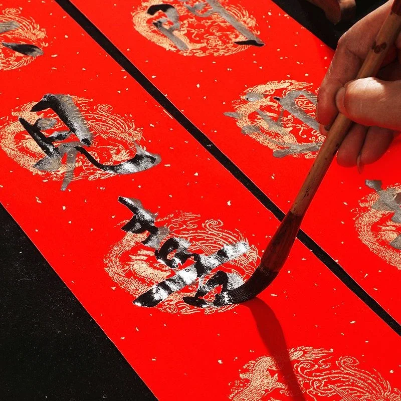 Rolling Red Xuan Paper Decoupage Chinese Spring Festival Couplets Red Rice Paper 20/50/100m Half-Ripe Xuan Paper Papel China