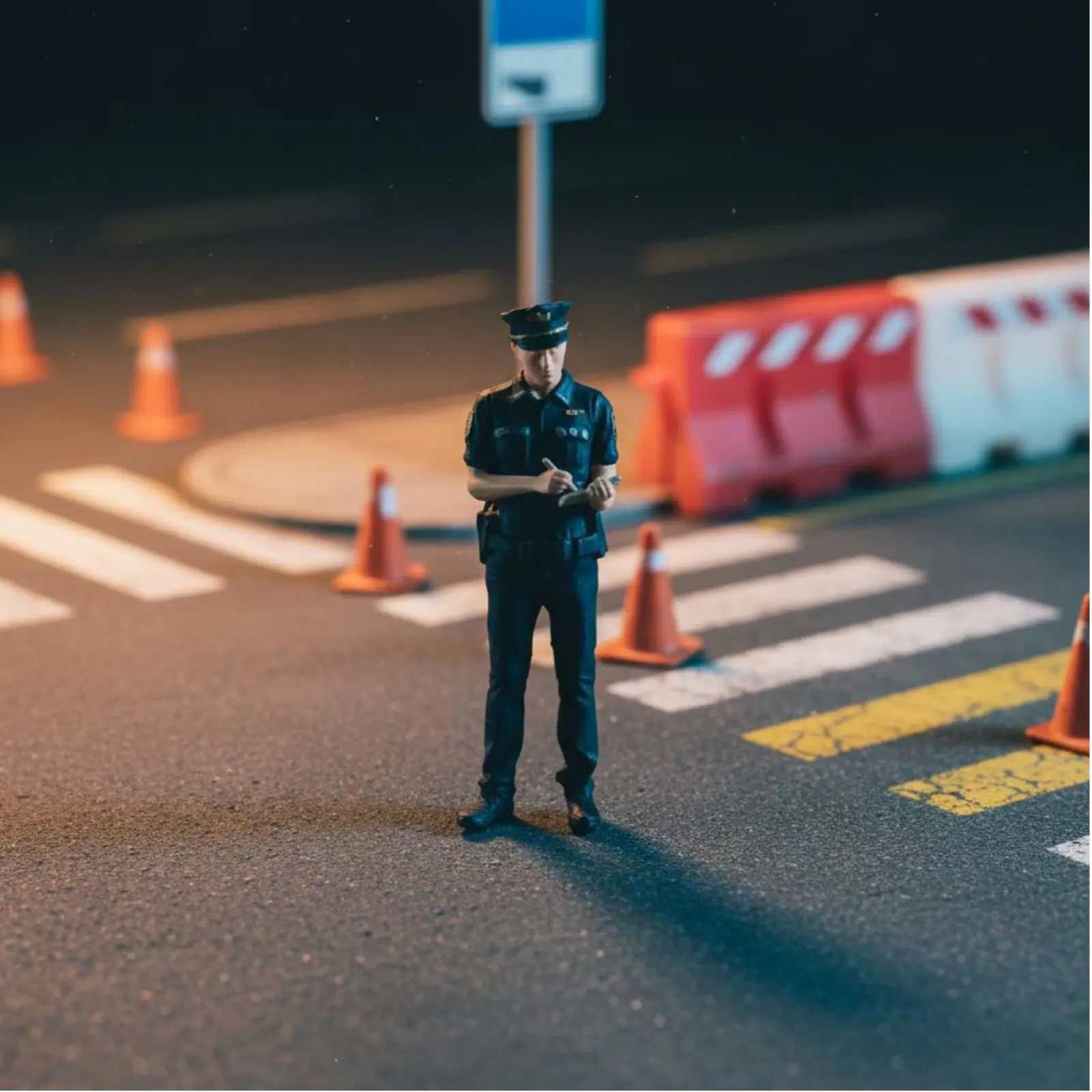 1:64 Scale Police Figure Pre-Painted-Colored-Painted Miniature Police Officer Figurine 1:64 Scale Figure Three-Dimensional