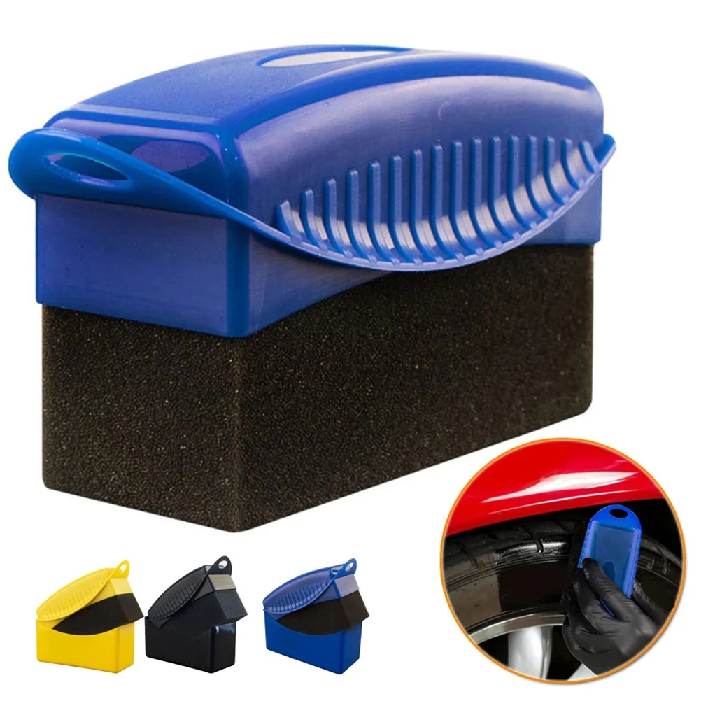 Tyre Care Sponge Car Wheel Polishing Waxing Sponge Brush With Cover Tire Contour Applicator Pads For Applying Tyre Gel Dressings