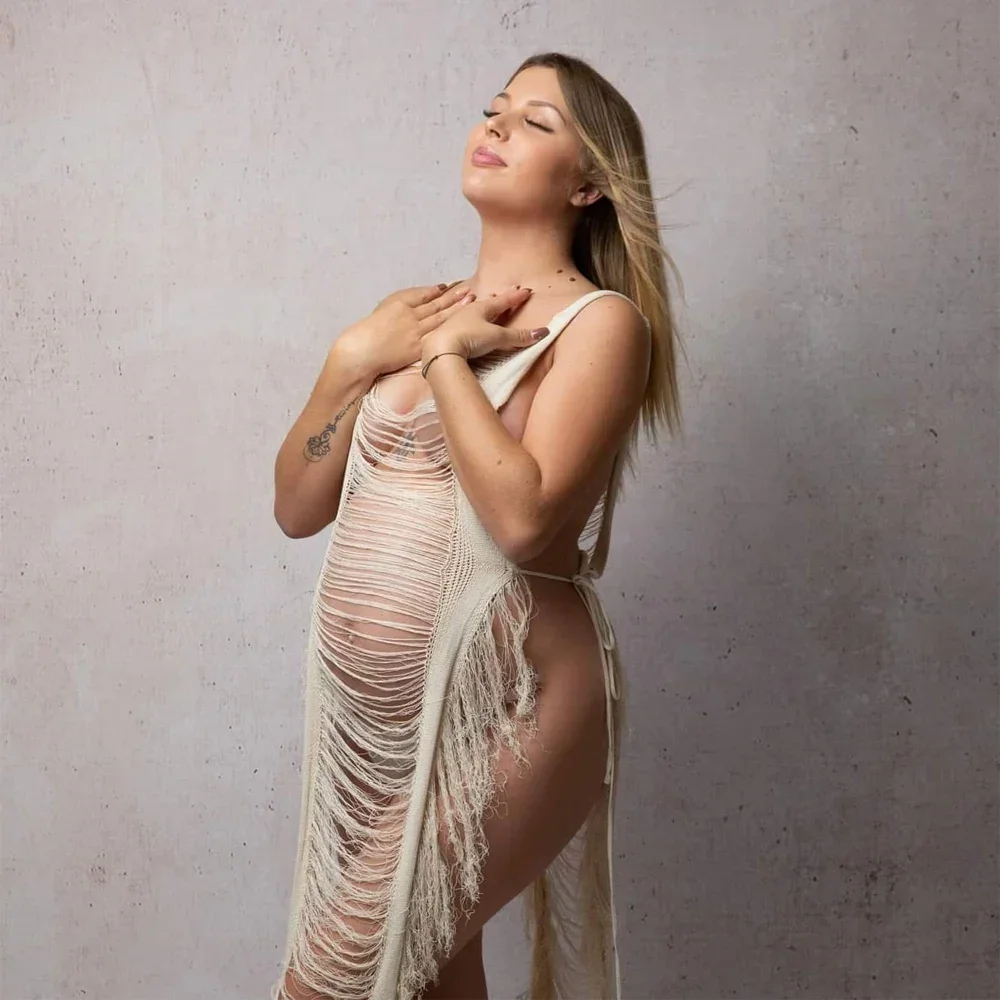 Pregnancy Shooting Grosses Clothing For Photo Shoot Maternity Photography Sexy Tassel Dress See-through Slim Long Top