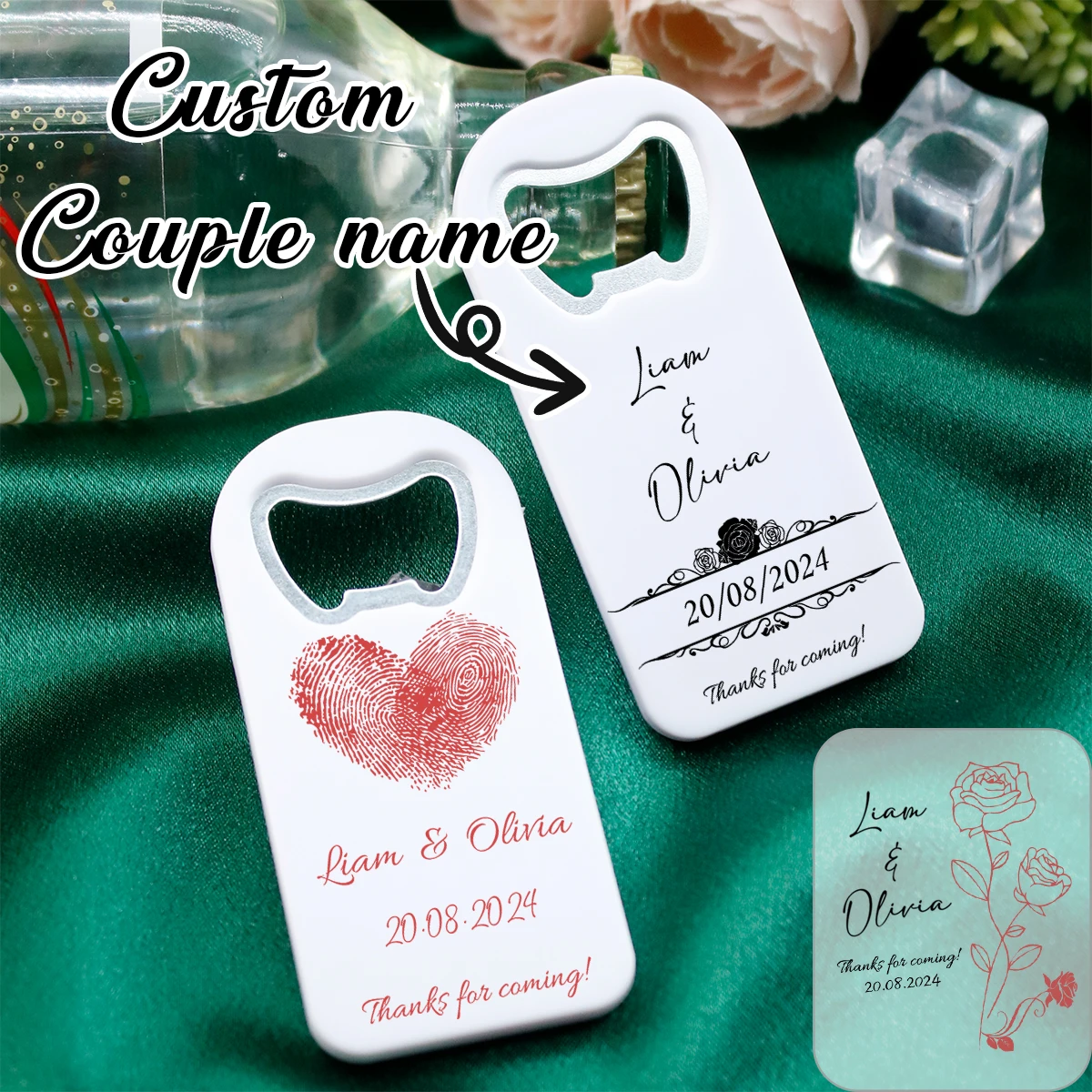 Custom Bottle Opener With Couple Names, Wedding Favors, Customized Beer Bottle Opener, Personalized Thank You Favors,