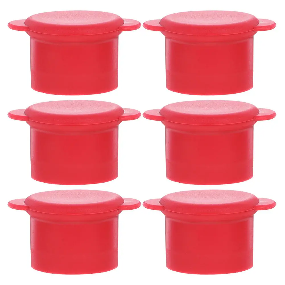 6pcs Vibrant Red Silicone Bottle Stopper Caps – Airtight Wine Saver, Reusable & Portable for Picnic, Travel, Kitchen