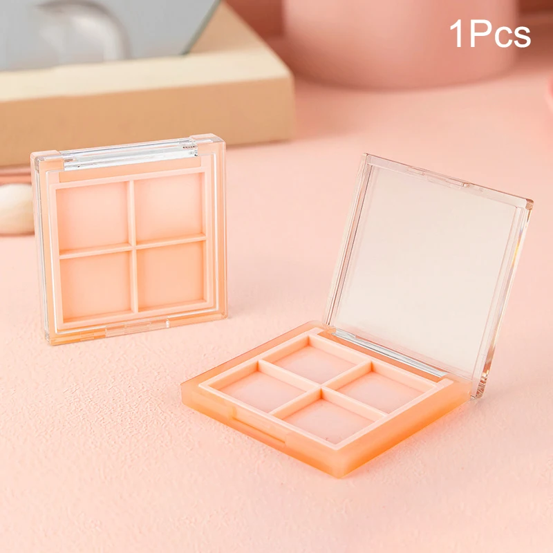 4 grid persegi panjang Eyeshadow pigmen wadah kosong palet bening plastik portabel lipstik Dispenser Case Tray Makeup Cosmet