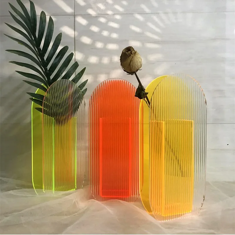 Acrylic Flower Vase Colorful  Modern Contemporary Design Floral Container Decoration For Home Office