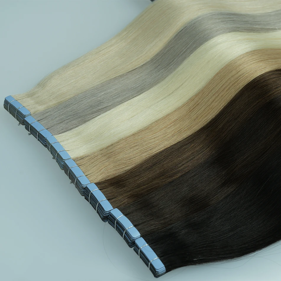 SOVO ถ่านแอคติเวทเทป100% Human Hair Weft ที่มองไม่เห็นกาวสีบลอนด์บราซิล Remy ผม salon