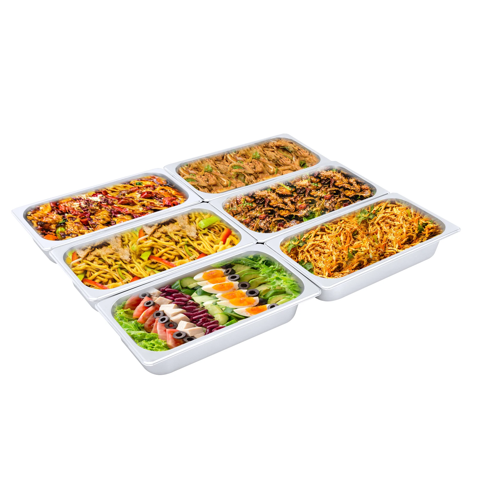 

6 упаковок, 32,5*17,5*6,5 см, глубина 0,35 мм, коммерческая сковорода из нержавеющей стали для общественного мероприятия, продуктовый магазин, магазин мороженого