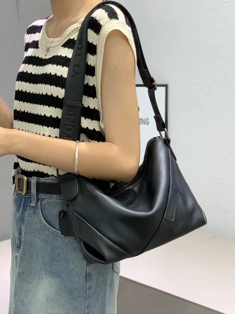 

2024 New Top Layer Cowhide Horizontal Square Women Bag Casual Simple Large Capacity Commuting Single Shoulder Diagonal Cross Bag