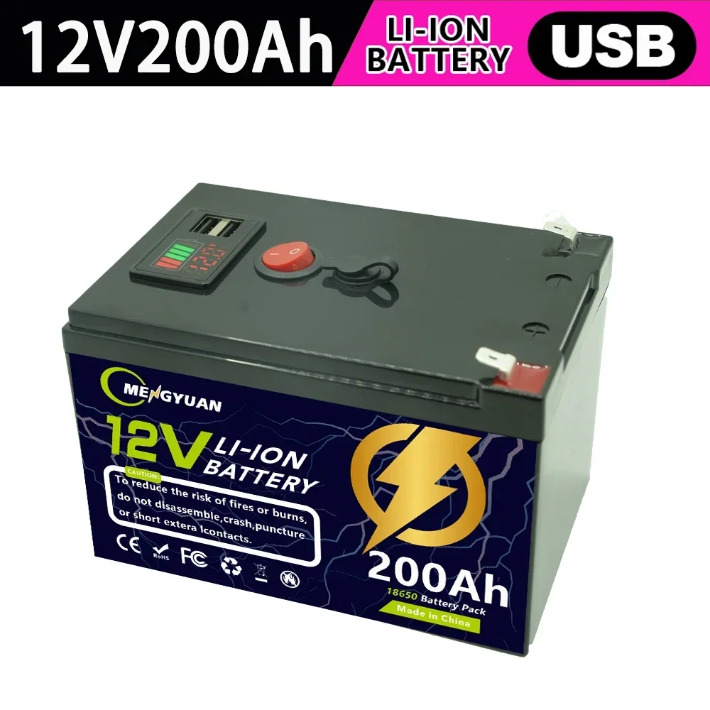 

12V 200Ah Lithium LiFe Deep Cycle Battery for Solar,Fish Finder, Power Wheels, Lighting, Off-Grid Applications Built-in BMS