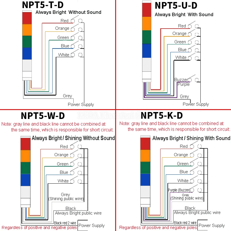 1 Stuks 12vdc ~ Ac NPT5-K-D Met/Zonder Geluid Multi-Layer Combinatie Waarschuwingslampje Led Waterdichte Machine Gereedschapslamp Samengevoegde Basis