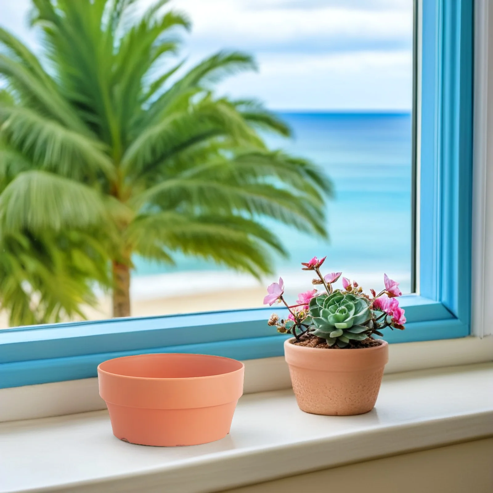 

3pcs Imitation Terracotta Flower Pots 18Cm Orange Round Plastic Planters For Indoor Outdoor Garden Small Succulent Shallow Pot