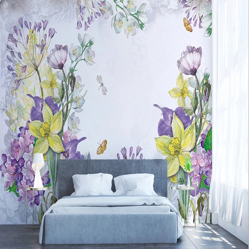 Custom Mural Wallpaper Modern Simple European Watercolor Flowers Living Room Bedroom Study Home Decor Classic Wall Papers 3 D