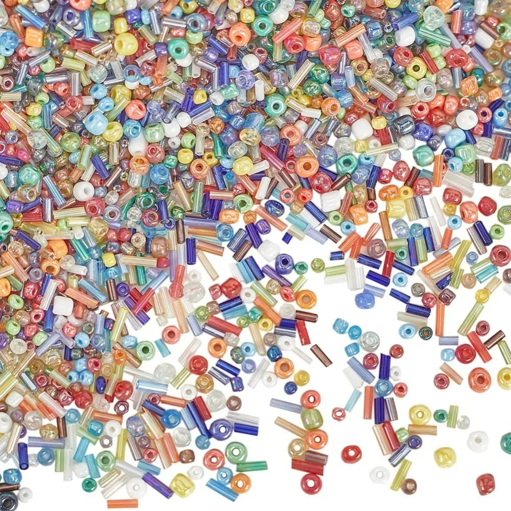 

1 Box 180G 4mm Seed Beads Bulk Glass Beads 3mm 6mm Red Blue Yellow Rainbow Transparent Rocailles Beads for Jewelry