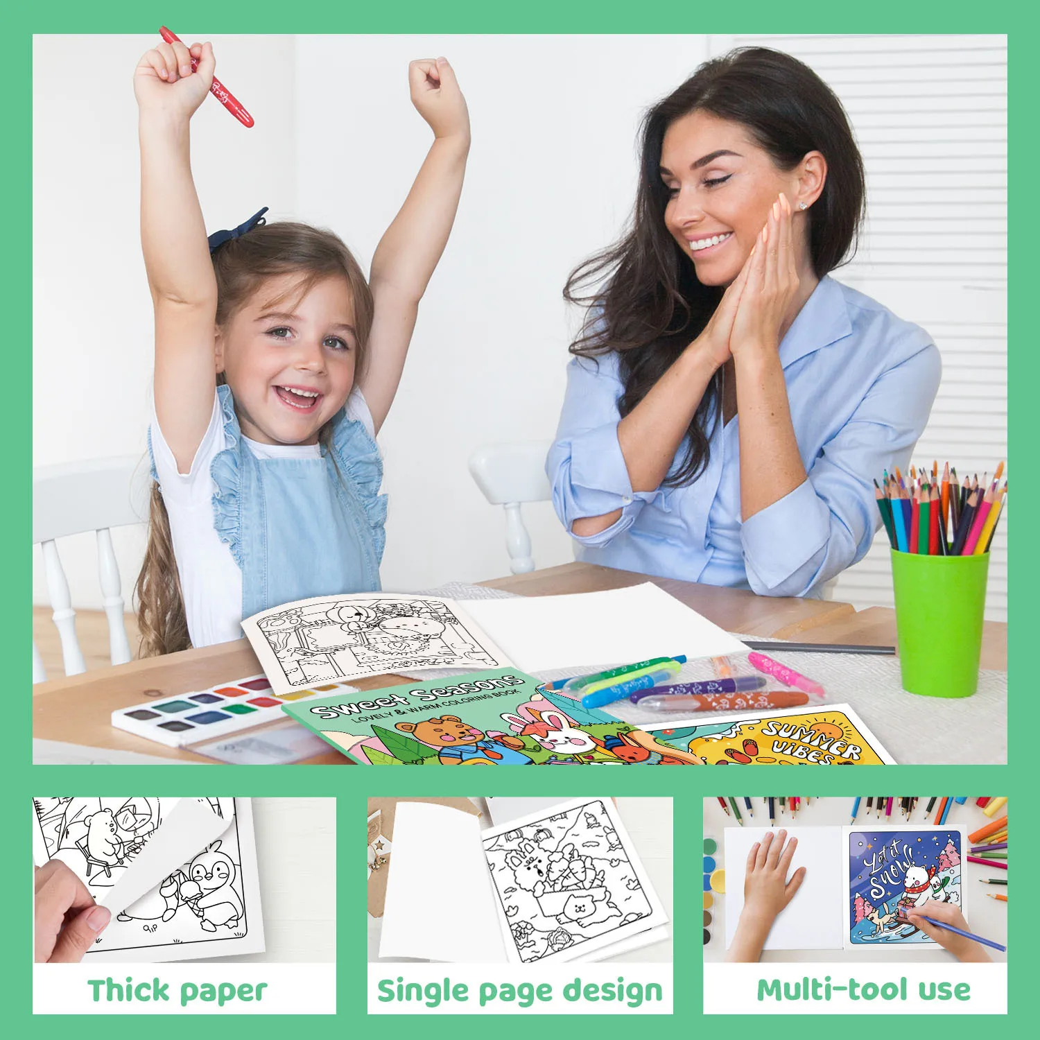 Bview Art Sweet Seasons Coloring Book - 40 Pages Art Therapy for Adults & Kids