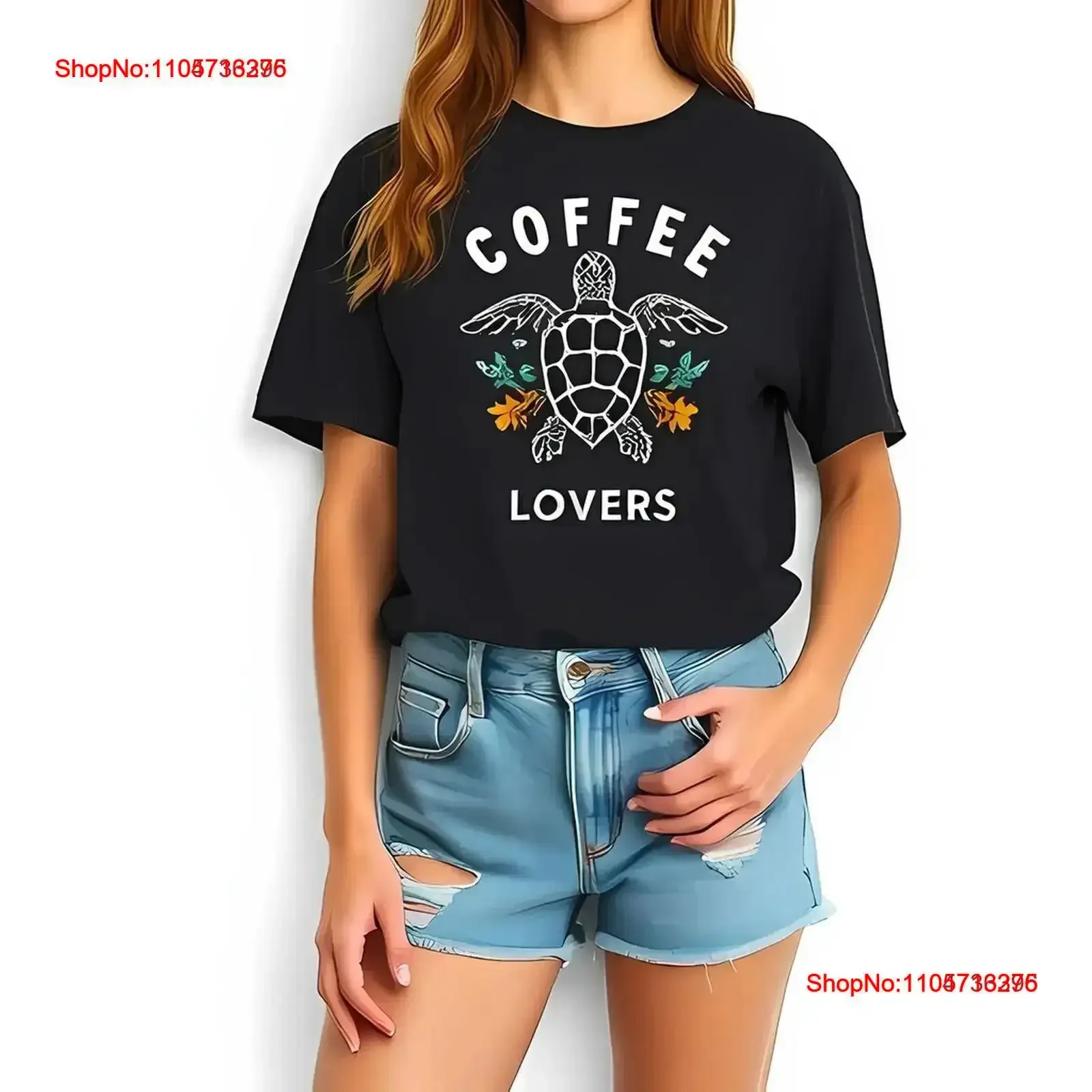 Stylized Coffee Lovers T Shirt for Women Black All cotton vintage Washed streetwear Top Everyday Wear Casual Slightly vintage