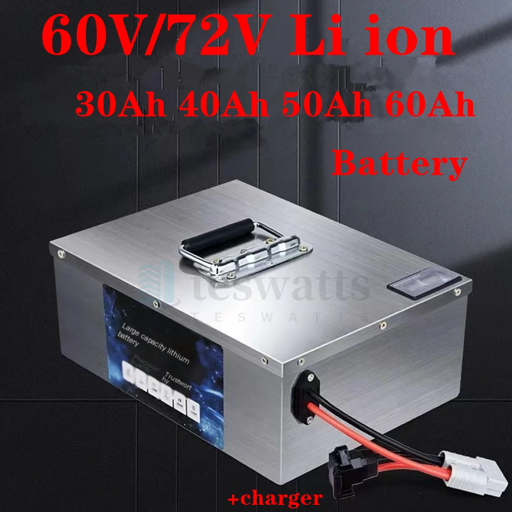 

60V 72V 30AH 40AH 50AH 60AH Lithium Ion Battery Li-ion with BMS for 2000W 3500W Electric Motorcycle Sightseeing Car+Charger