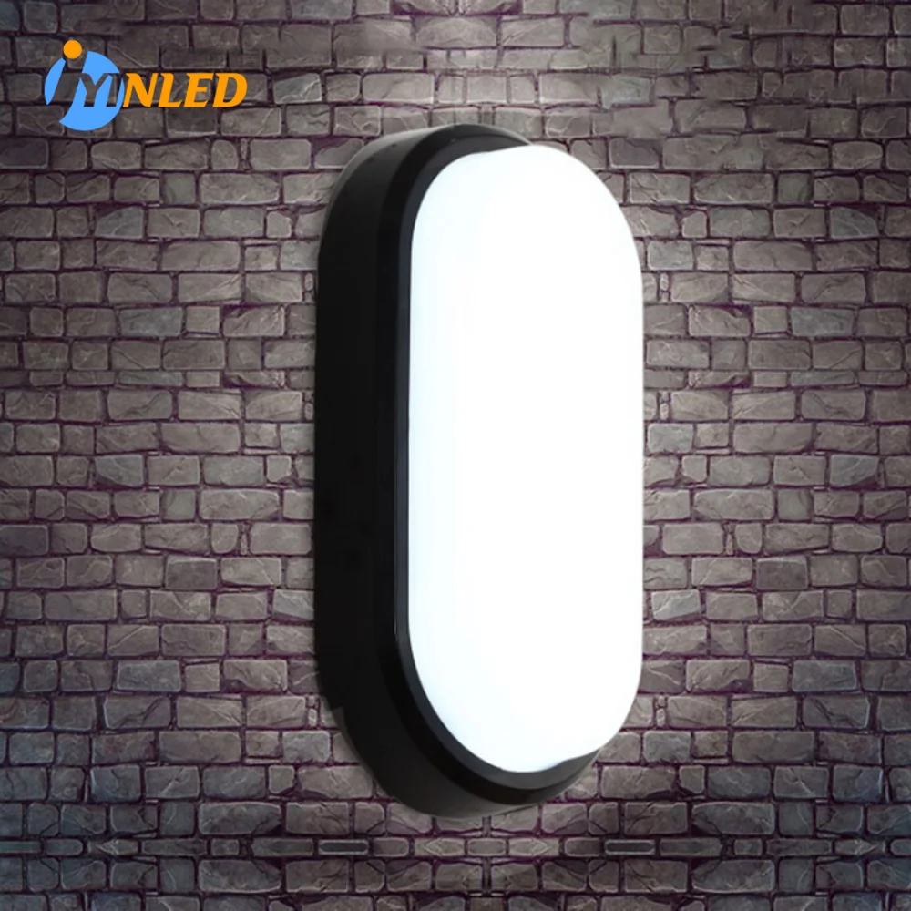 AC85-265V 12W 15W LED Wall Lamp Moistureproof Porch Light Surface Mounted Round Oval Shape for Outdoor Garden Bathroom Light