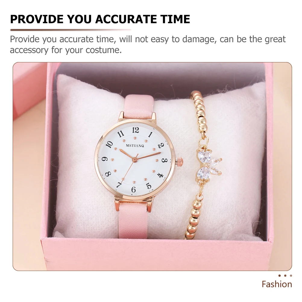 

Elegant Women Quartz Watch Bracelet Set Fashionable Casual Ladies Wrist Decor Skin Friendly Girls Heart Accessories Gift