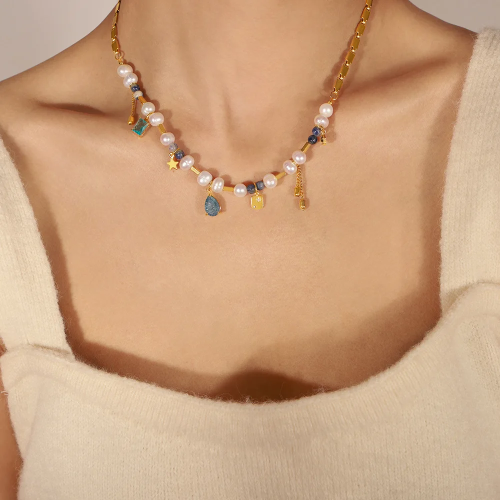 Handmade Summer Travel Jewelry 2024 New Natural Freshwater Pearl Fashion Simple Bear Necklace for Women