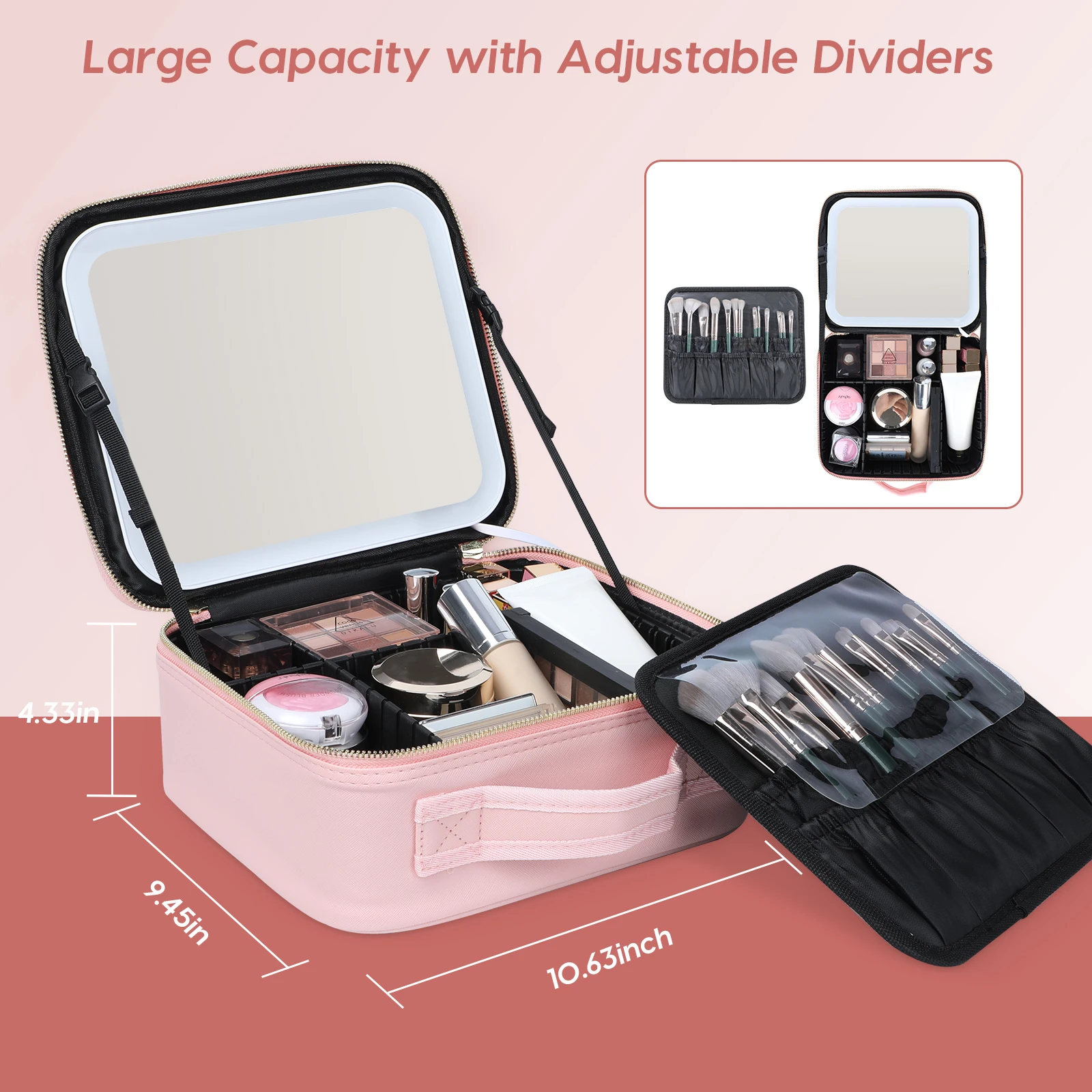 LED Makeup Bag Multiple Colors Makeup Bag with Mirror High Quality Makeup Bag Women Case with Mirror for Women Newest Design2025