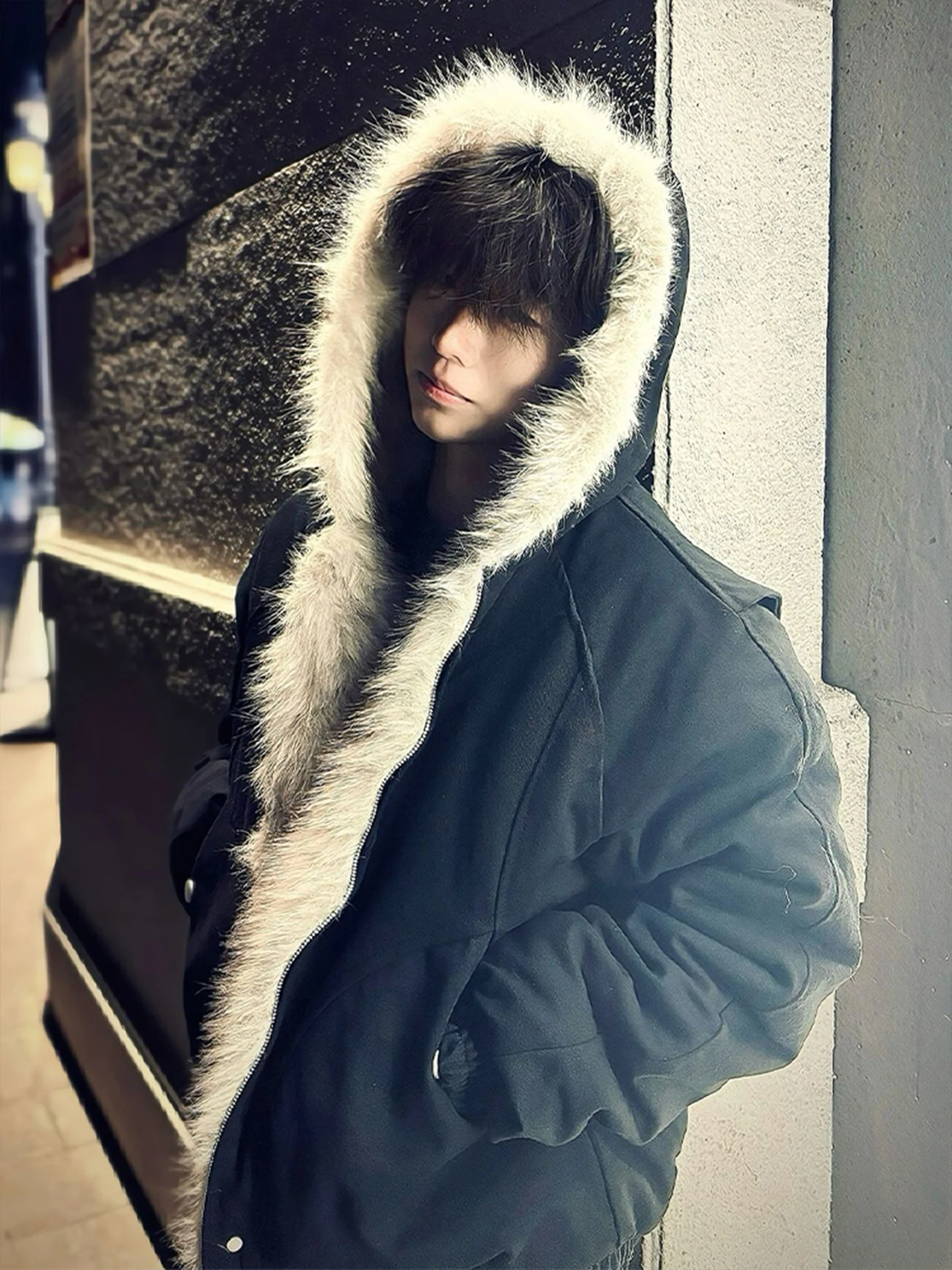 

Мужская зимняя куртка Cleanfit с капюшоном, утепленная, на хлопковой подкладке, с меховым воротником из лисьего меха Mountain Eagle