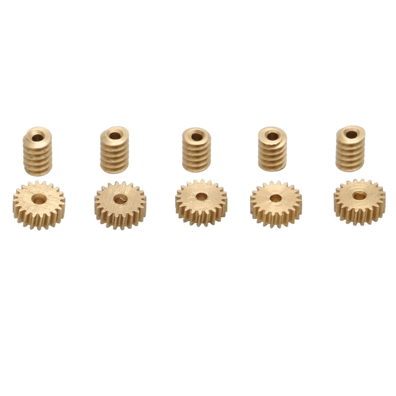 5Set 20T 0.2M Micro Mini Worm Gear Modulus 0.2 Shaft Gears Pinion Turbine Worm Inner Hole 1mm for 1:87 DIY Model Transmission