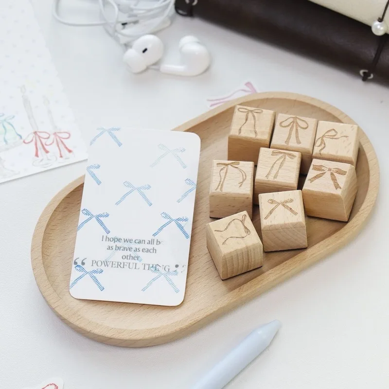 Cute Multiple Pattern Bow Tie Wood Stamp for Card Making Gift Packing Journaling Scrapbooking DIY Wooden Bowknot Seal Deco