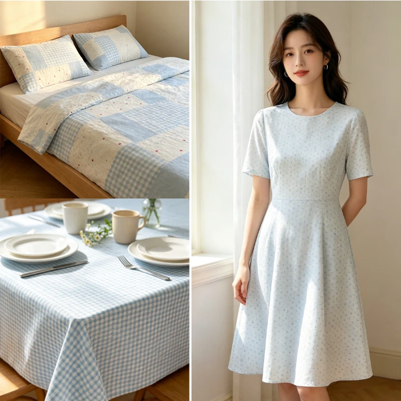 Korean Style Plain Pure Cotton Printed Fabric for Sewing