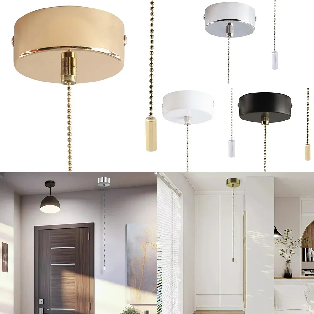 

Pull Cord Light Switch for Bathroom Ceiling with 100cm Chain Modern Chrome Design for Enhanced Safety and Easy Control