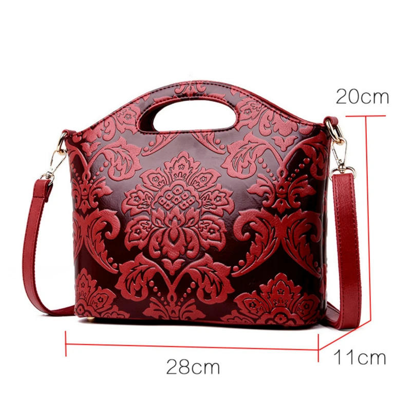 Women Leather Shouder Bag 2023 New High Quality Chinese Style Tote Bags Vintage Embossed Handbag Floral Retro Bag Ladies