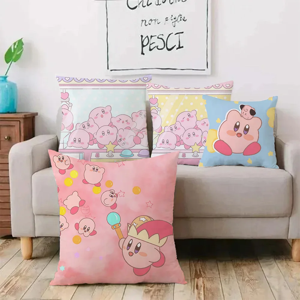 Hot Lovely K-Kirbies Pillow Covers Cartoon Sofa Decorative Home Double-sided Printing Short Plush Cute Cushion Cover