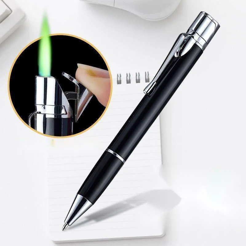 New Butane Gas Ballpoint Pen Personality Creative Metal Windproof Lighter Unusual Gadget Special Gift