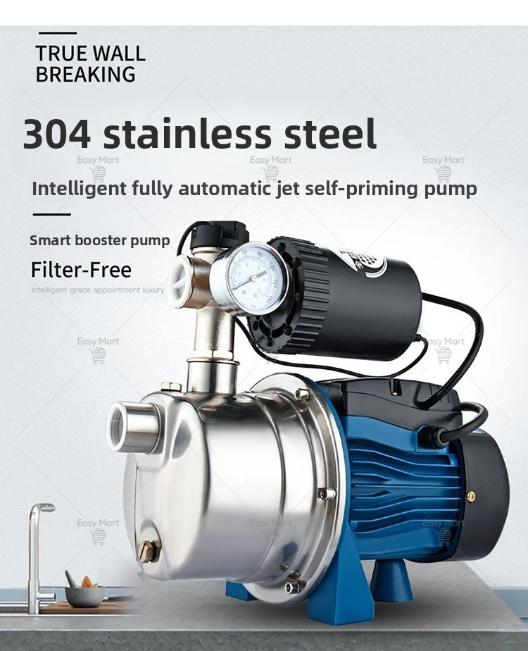 Stainless Steel Jet Pump,Intelligent Automatic Household Booster Pump,Self-priming Clean Water Pressure Pump,Suitable