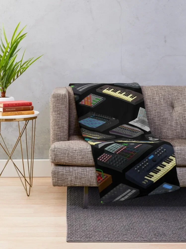 Synthesizers for Electronic Music Producer Throw Blanket funny gift cosplay anime Blankets