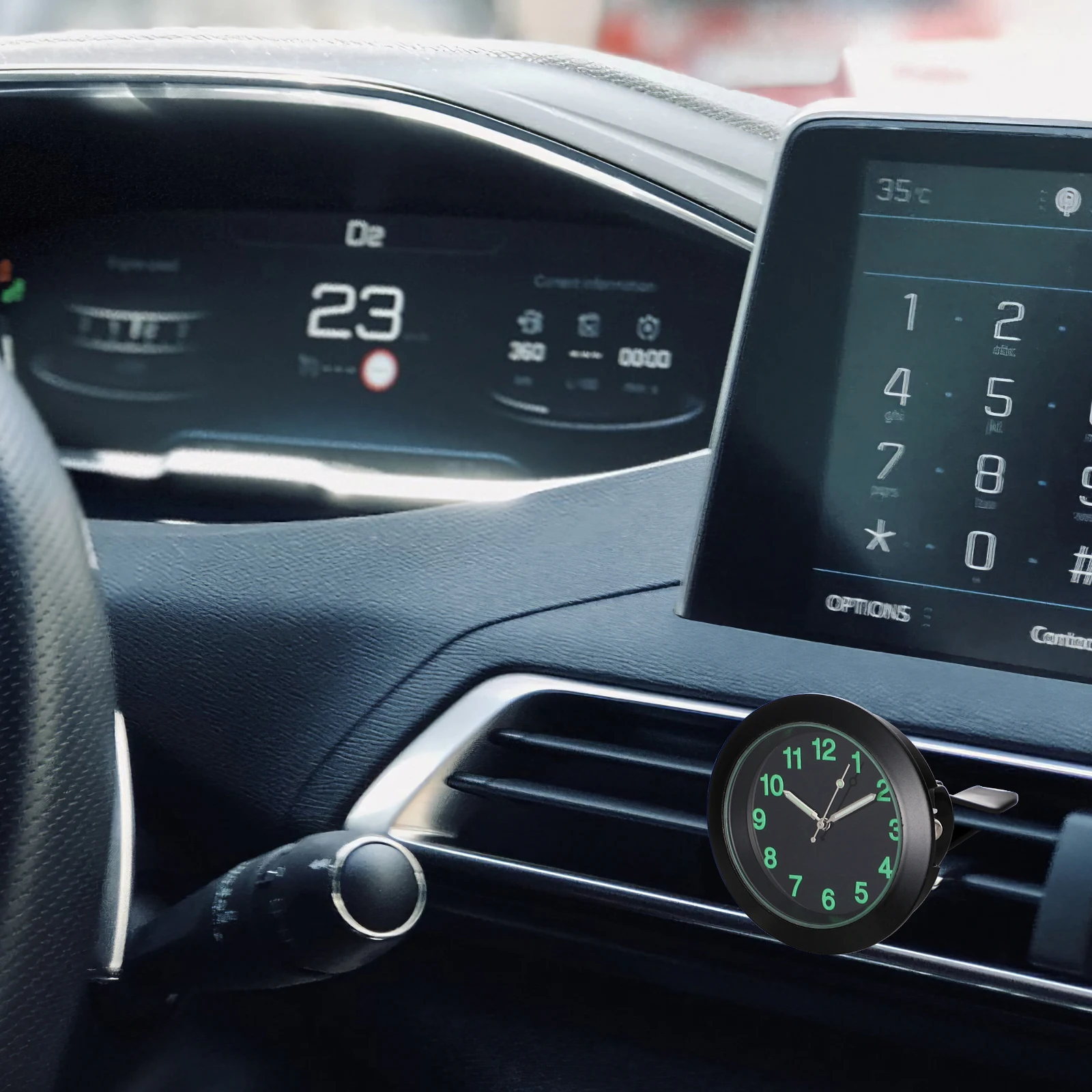 

Mini Night Glow Quartz Clock for Car Dashboard Air Vent Luminous Pointer Lightweight Alloy Metal Body Easy Install Fadeless