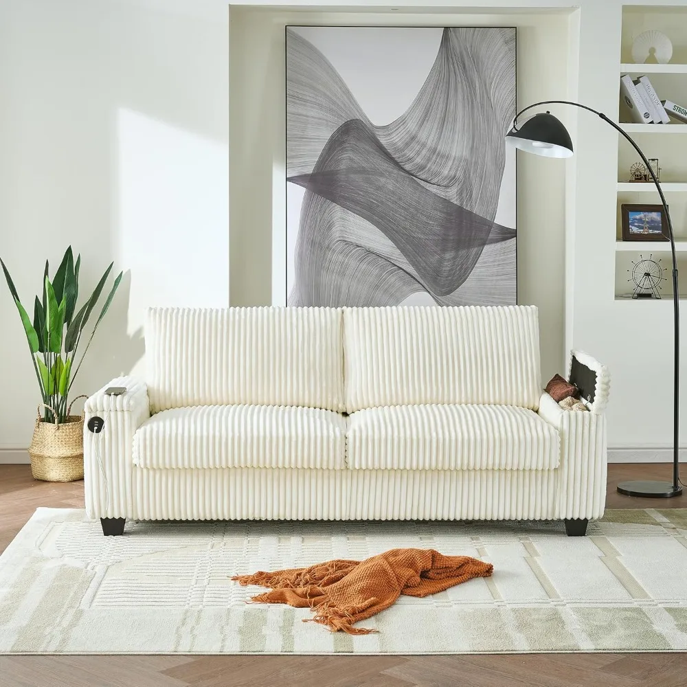 

Loveseat Sofa Couch for Living Room with USB Type C Ports,82" Love Seat Couches for Small Space,Corduroy Fabric Small Couch with