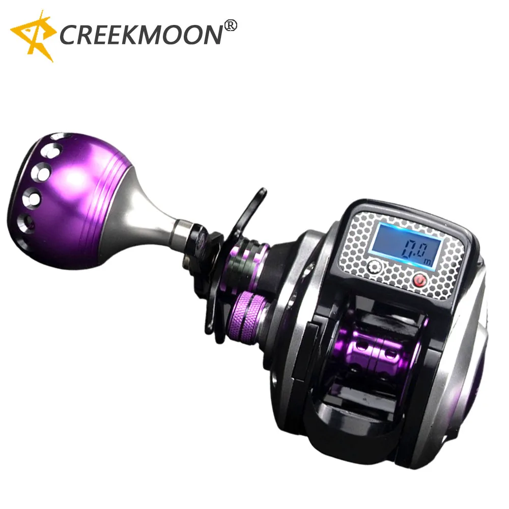 Moulinet de pêche en mer étanche à affichage numérique électronique pour compteur de ligne, moulinet baitcasting 16+1BB, profil bas, 8kg de résistance maximale