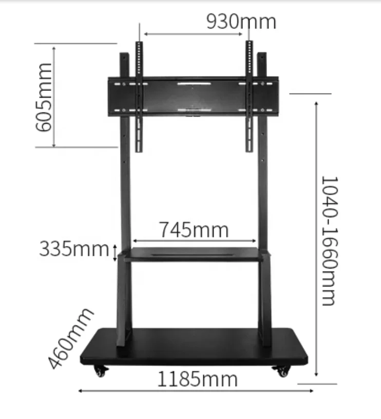 Zeno C6500 Factory Supplier TV Floor Stand Universal LCD Light Emitting Diode TV Flat Panel 50-150 Inch Cart