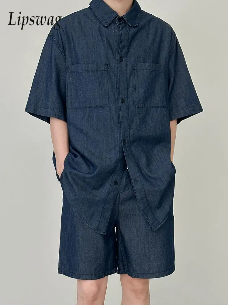 trendy-mens-short-sleeve-jean-outfits-summer-thin-denim-shirt-and-shorts-two-piece-sets-men-outdoor-casual-pure-color-jean-suits