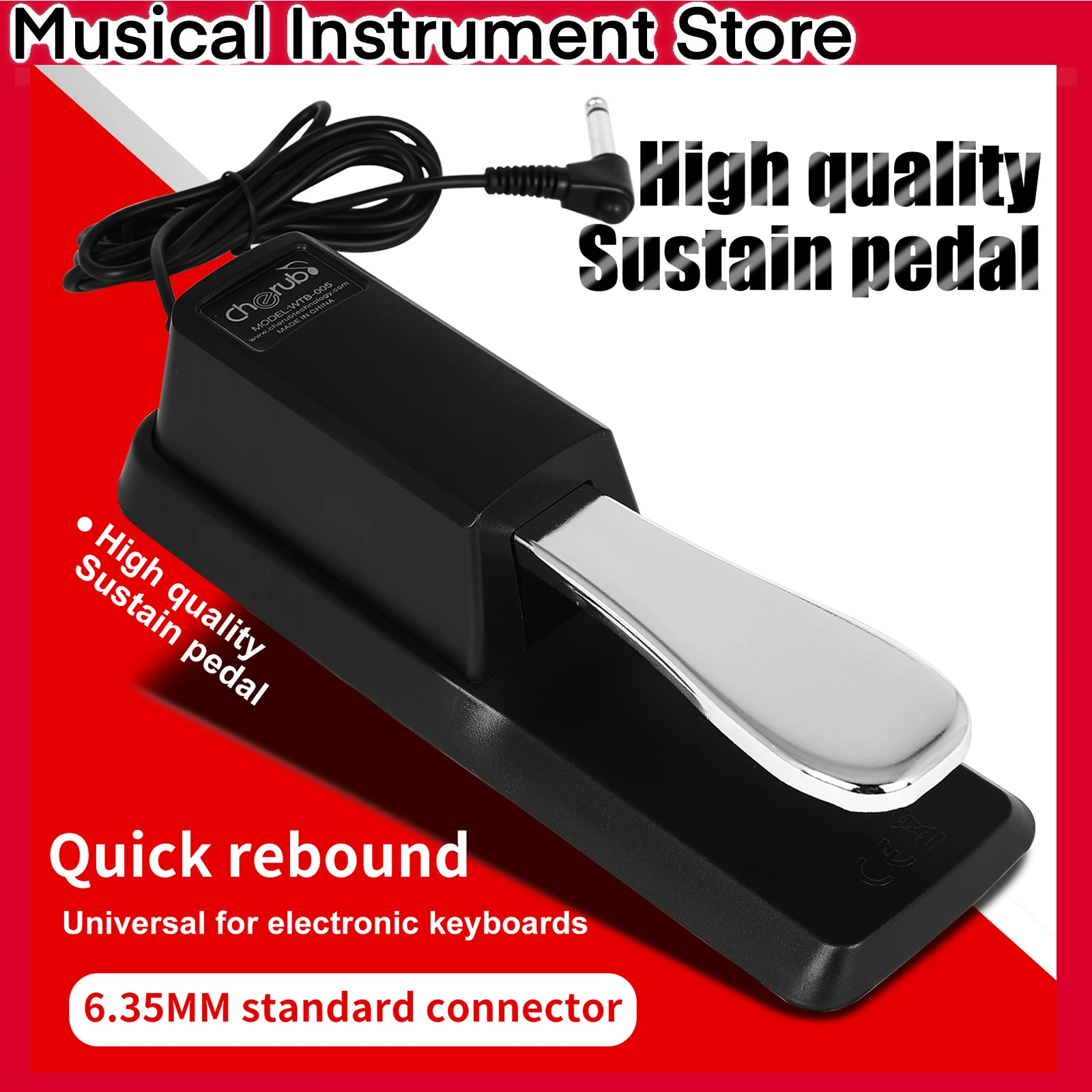 

IRIN педаль сустейна ABS 6,35 мм интерфейс гладкий прочный аксессуар для педали сустейна подходит для электронного пианино/MIDI-клавиатуры