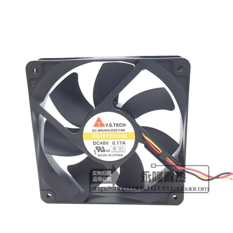 

New FD481225HB 12CM 12025 48V 0.17A 3-wire server industrial computer cooling fan