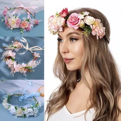 Women's Headband Floral Flowers Wedding Garland Hairbands Handmade Ladies Hairband Bride Headdress