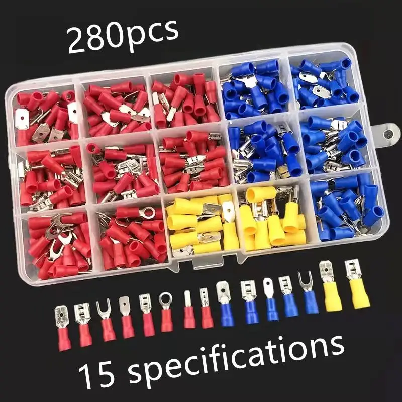 Insulated Terminal Block Set with Pliers 102/280Pcs Compact Electrical Connector Kit for Travel Emergency Electrical Repair